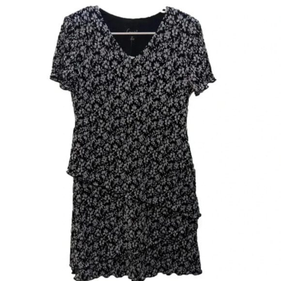 Connected Women's Printed Tiered Dress Blue Size 8Petite - Picture 3 of 8